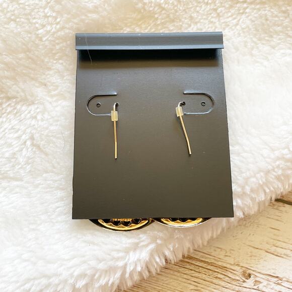 INC Oval Textured Drop Earrings Gold Tone Turquoise New - Picture 5 of 6